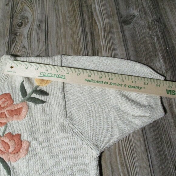 Womans Alfred Dunner Beige Short Sleeve Sweater Floral Sz Large fall fairy boho - Picture 11 of 13